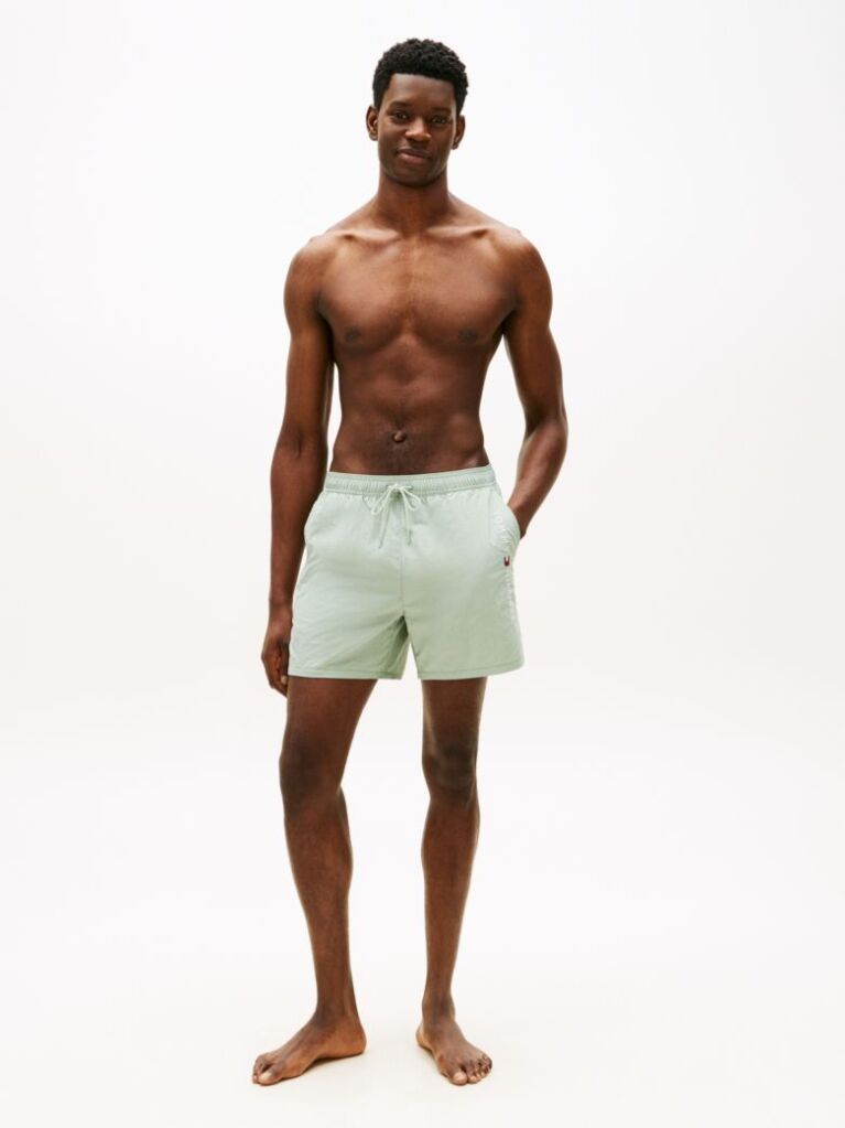 Green Original Logo Mid Length Swim Shorts  Men