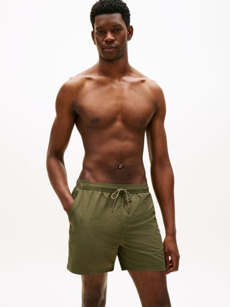 Green Original Logo Mid Length Swim Shorts  Men