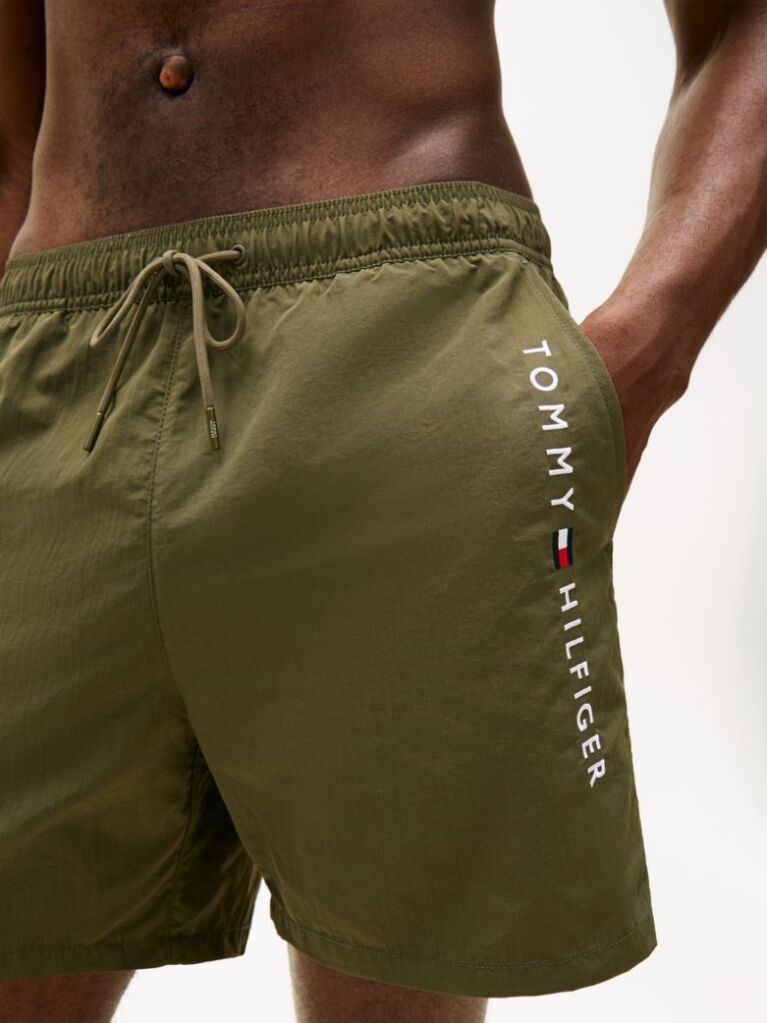 Green Original Logo Mid Length Swim Shorts  Men