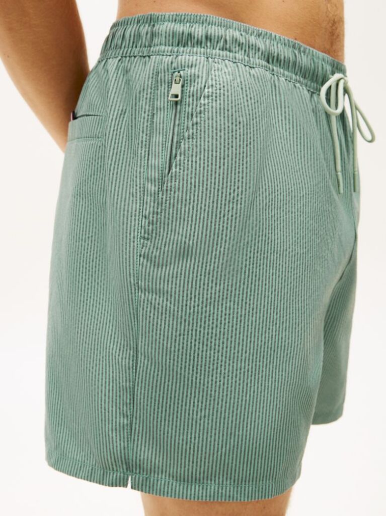 Green Original Ithaca Stripe Mid Length Swim Shorts  Men