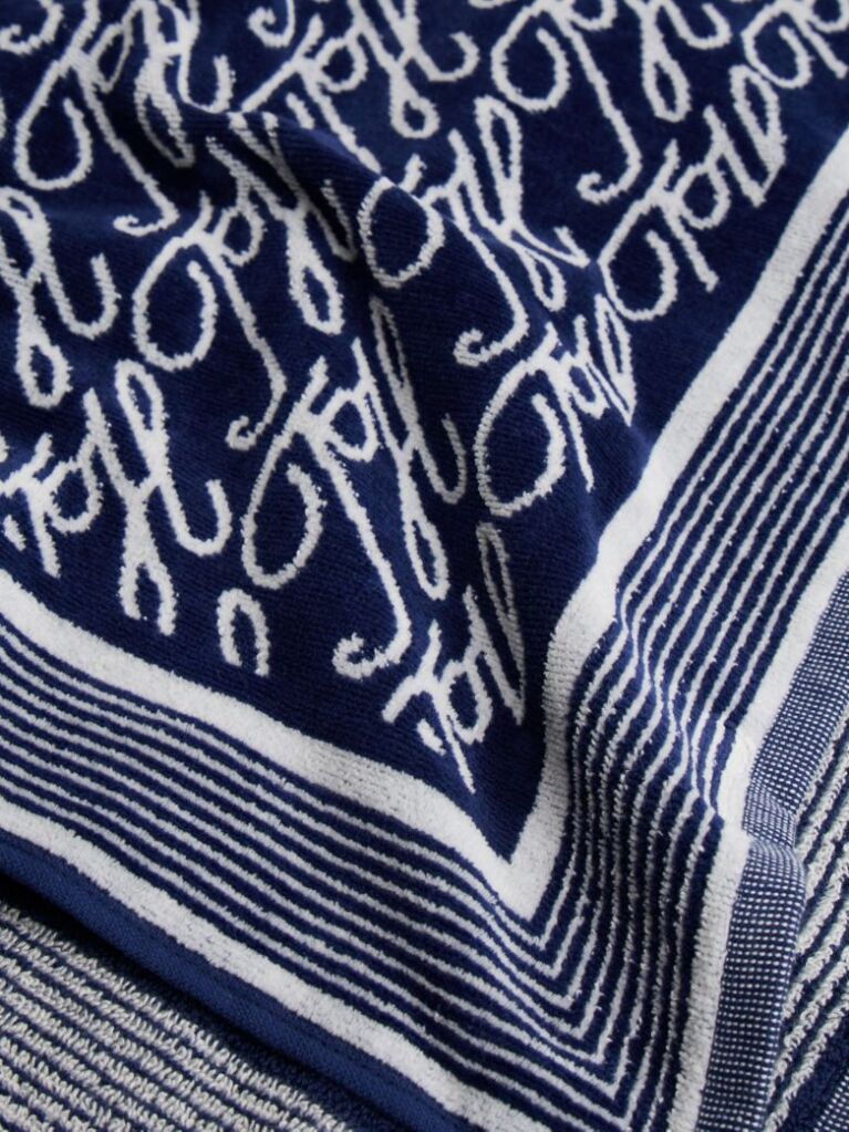 Blue Essential Prosop De Plaja Din Velur Vopsit Cu Logo  Unisex