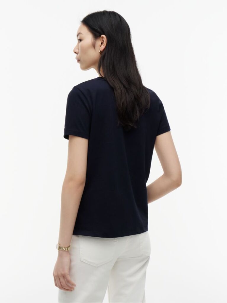 Blue Tricou Din Bumbac Organic Cu Logo  Femei