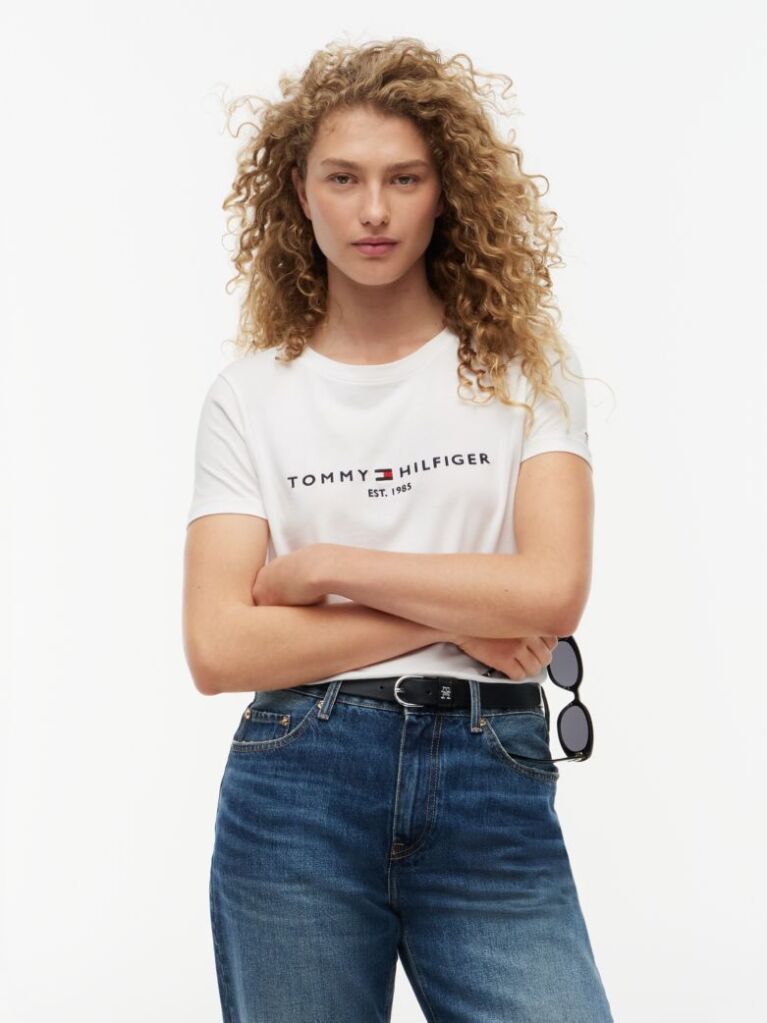 Alb Tricou Din Bumbac Organic Cu Logo  Femei