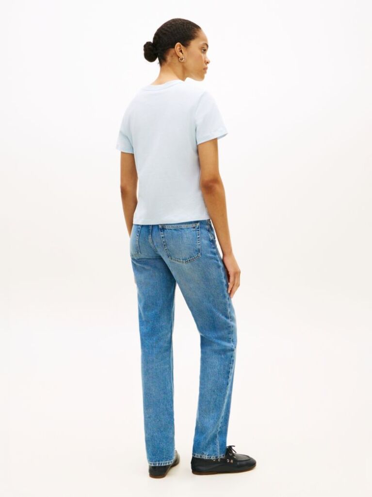 Blue Tricou Cu Logo Si Guler Rotund  Femei
