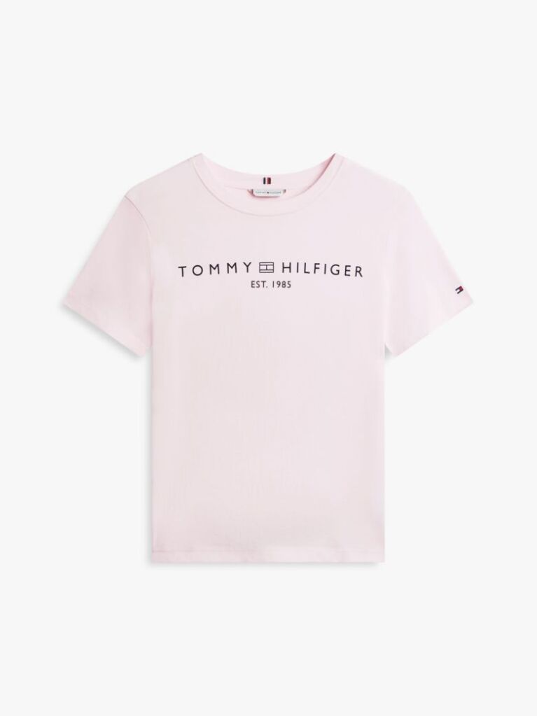 Roz Tricou Cu Logo Si Guler Rotund  Femei
