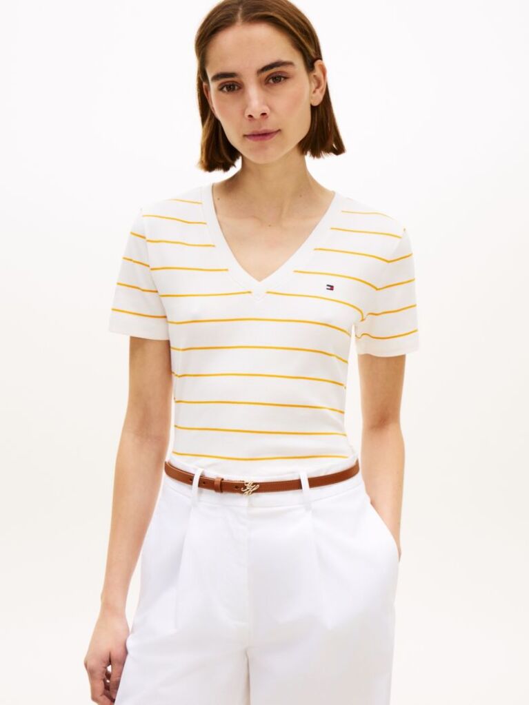 Multi Tricou Slim Fit Tricotat Cu Guler In V  Femei