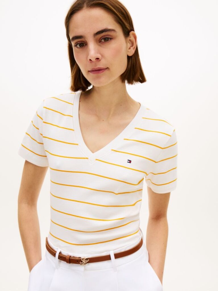 Multi Tricou Slim Fit Tricotat Cu Guler In V  Femei