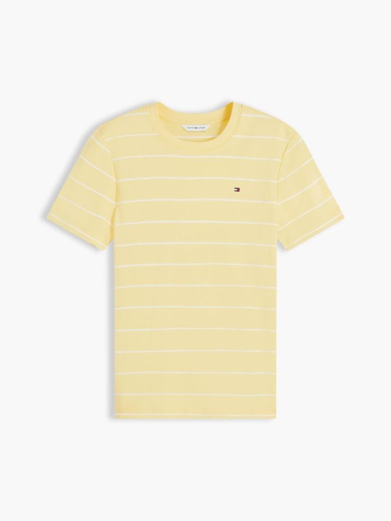 Galben Tricou Cu Nervuri Slim Fit Cu Steag Brodat  Femei
