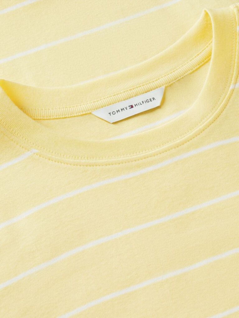 Galben Tricou Cu Nervuri Slim Fit Cu Steag Brodat  Femei