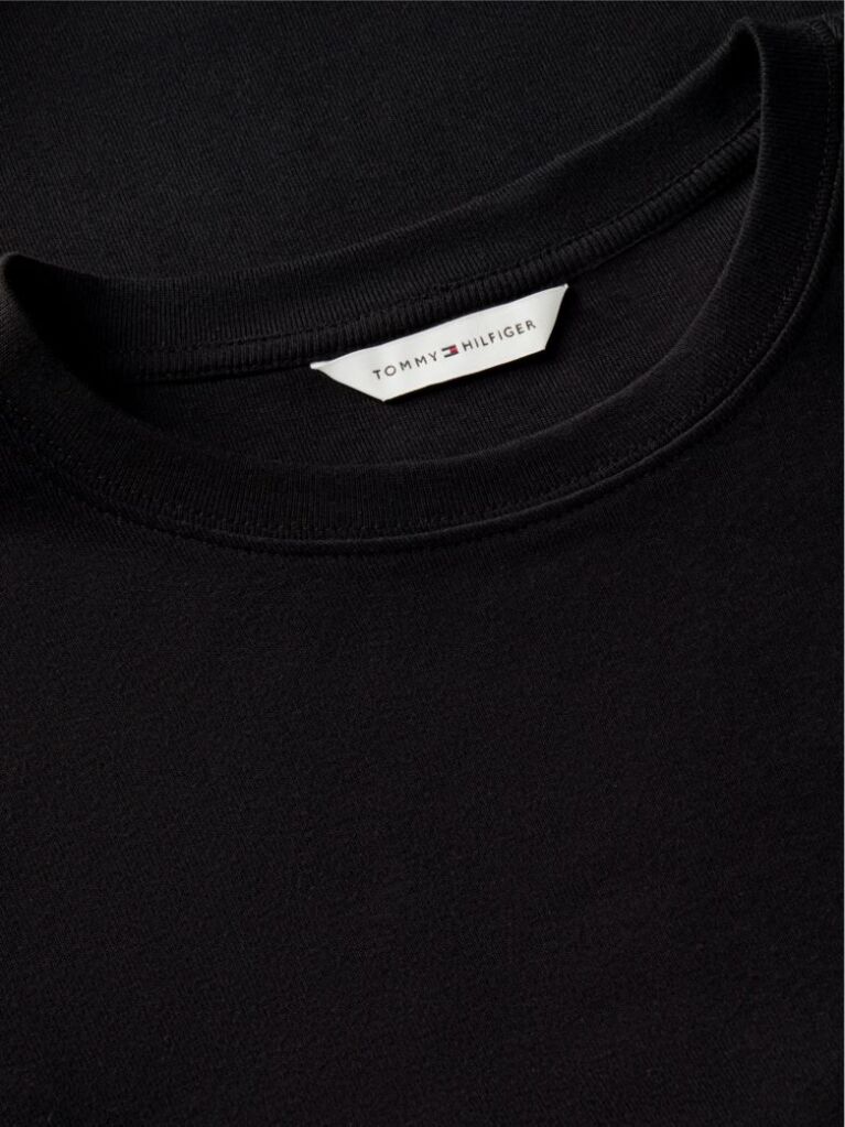 Negru Tricou Cu Nervuri Slim Fit Cu Steag Brodat  Femei