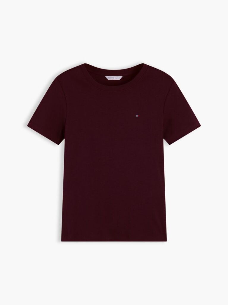 Rosu Tricou Cu Nervuri Slim Fit Cu Steag Brodat  Femei