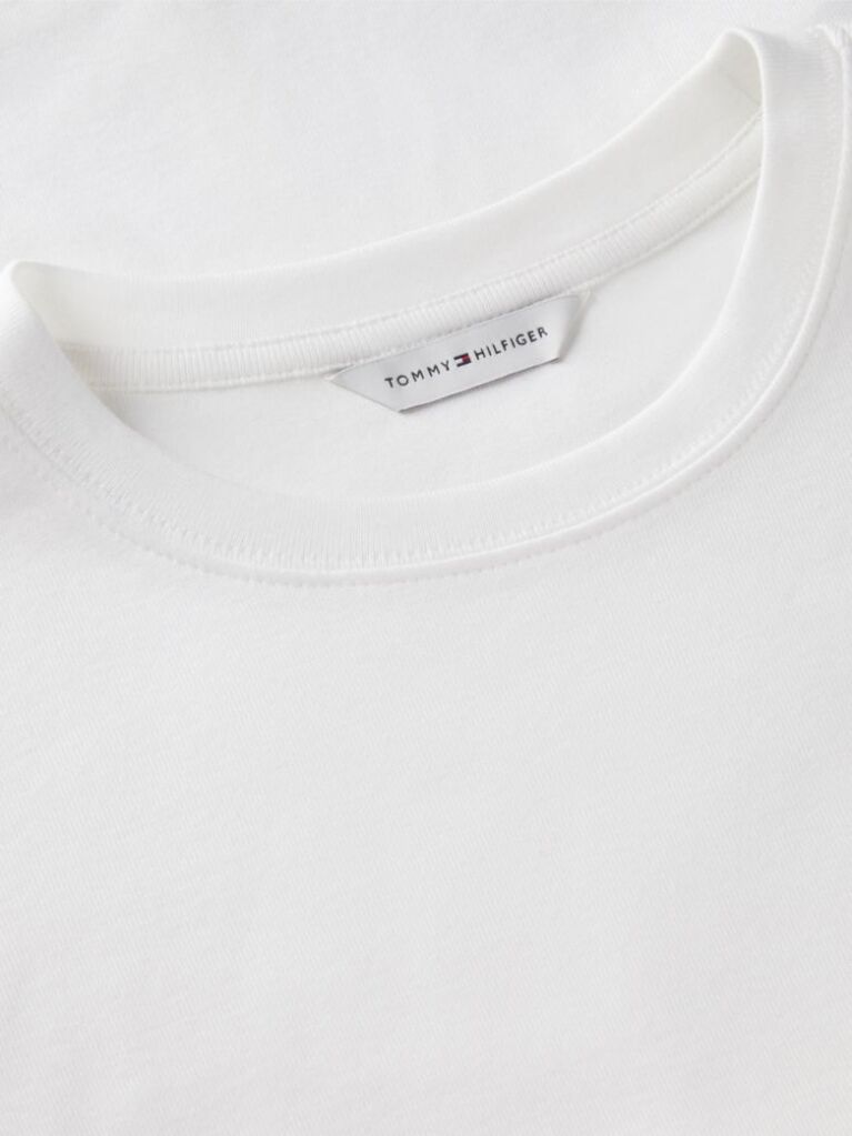 Alb Tricou Cu Nervuri Slim Fit Cu Steag Brodat  Femei