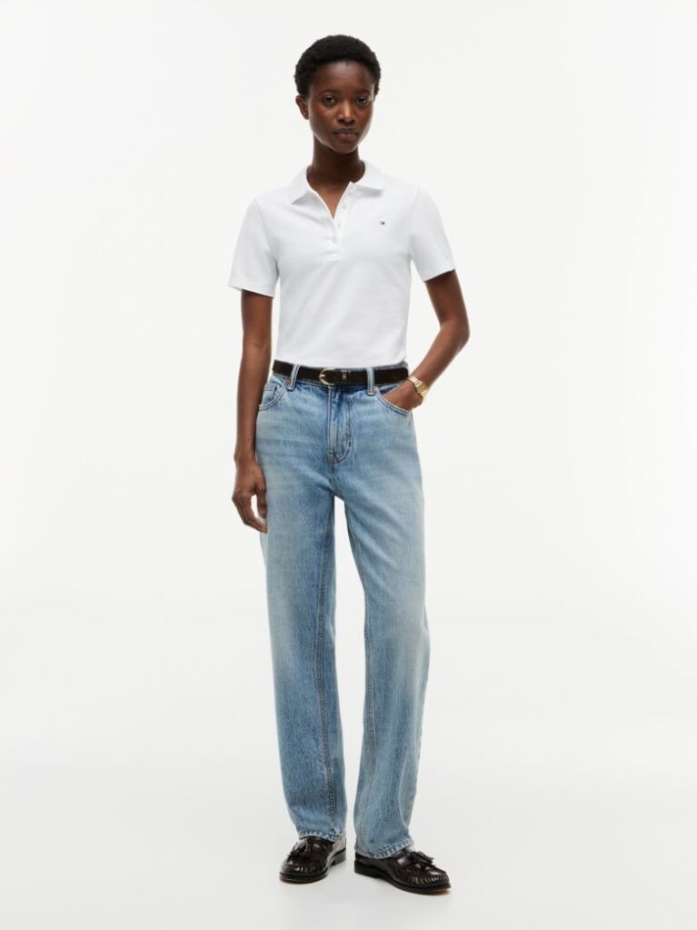 Alb Tricou Polo 1985 Slim  Femei
