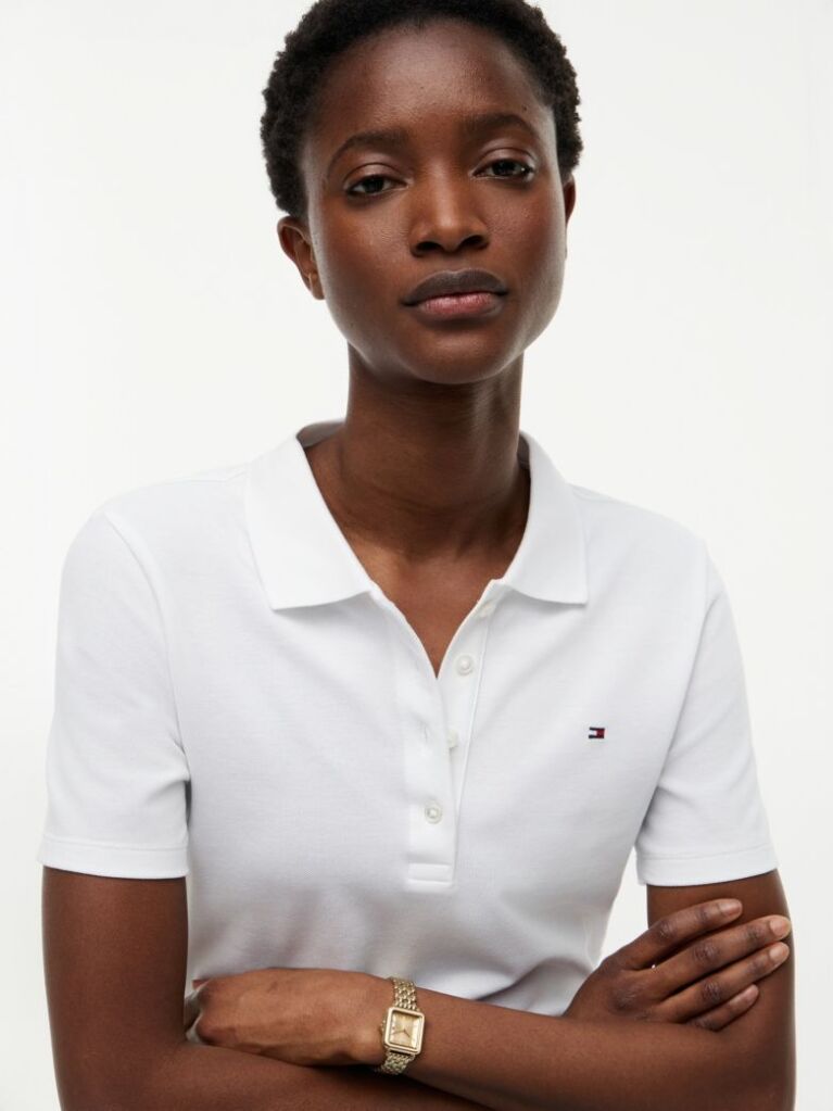 Alb Tricou Polo 1985 Slim  Femei
