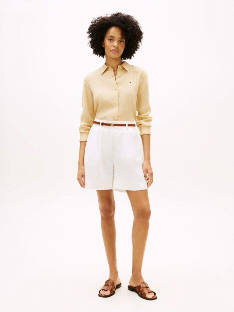 Beige Regular Fit Linen Shirt  Women