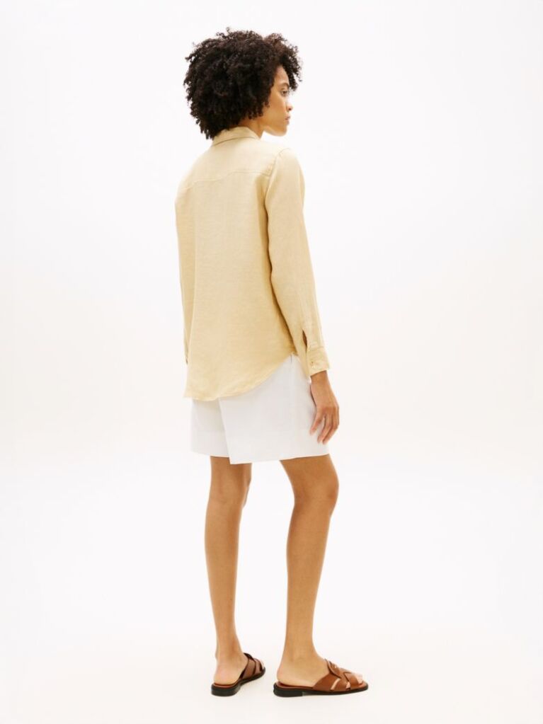 Beige Regular Fit Linen Shirt  Women