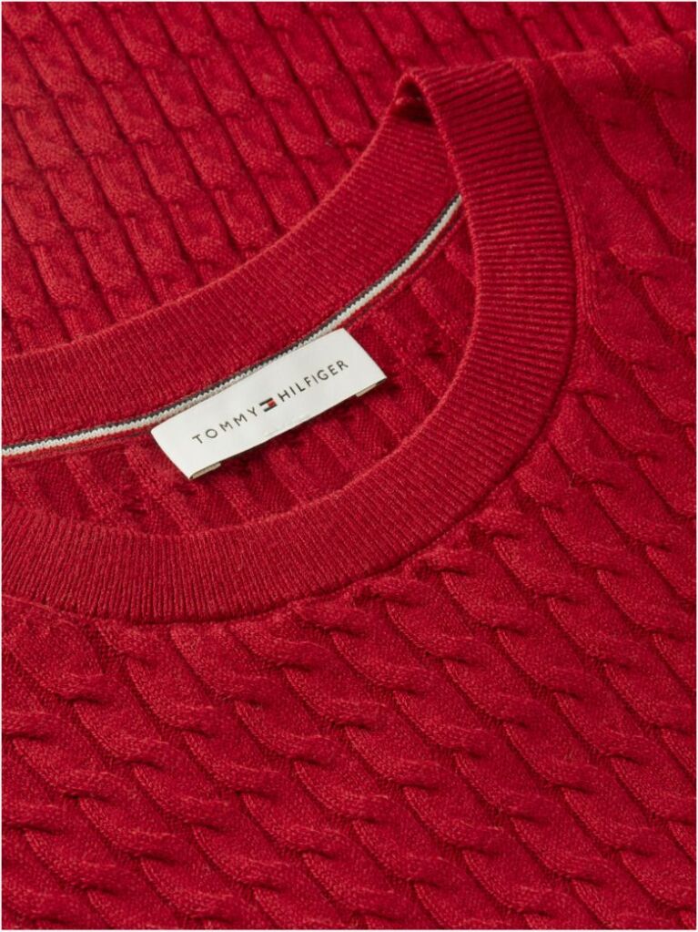 Rosu Pulover Tricotat Fin Tip Cable  Femei