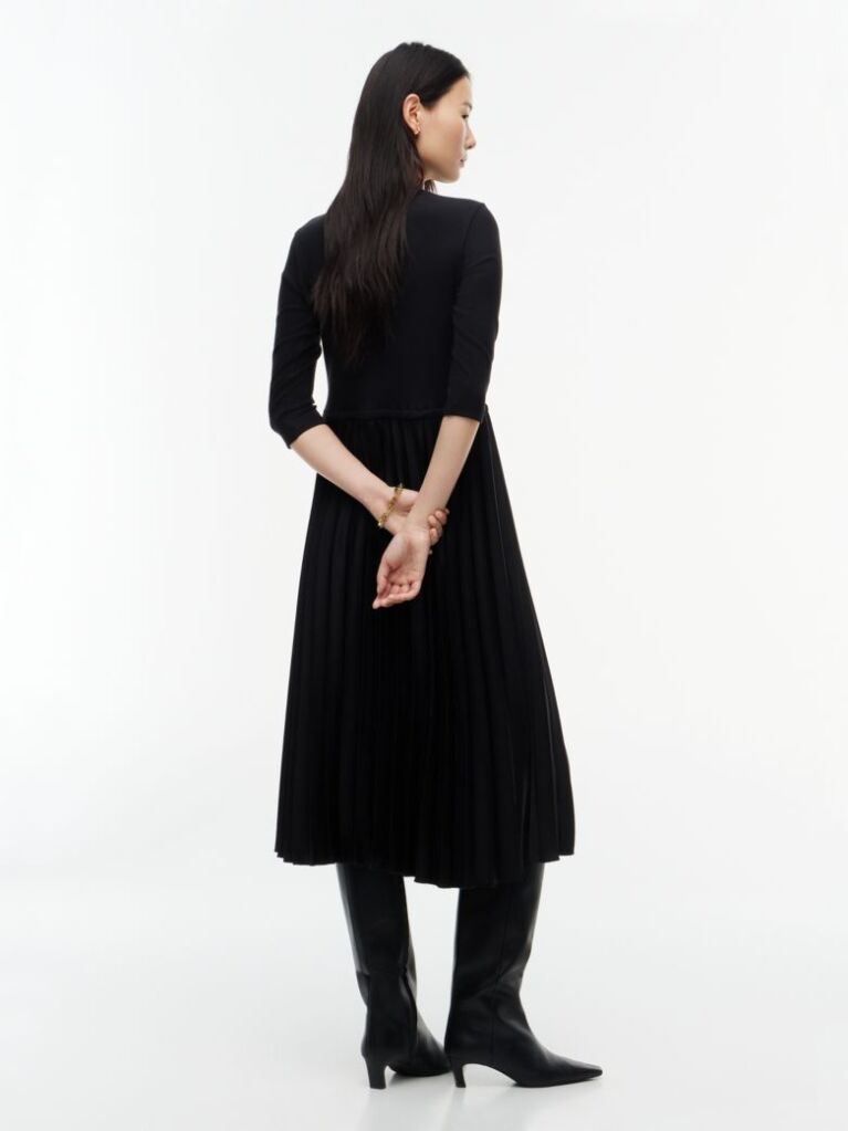 Negru Rochie Midi Plisata Cu Croiala Fit And Flare  Femei