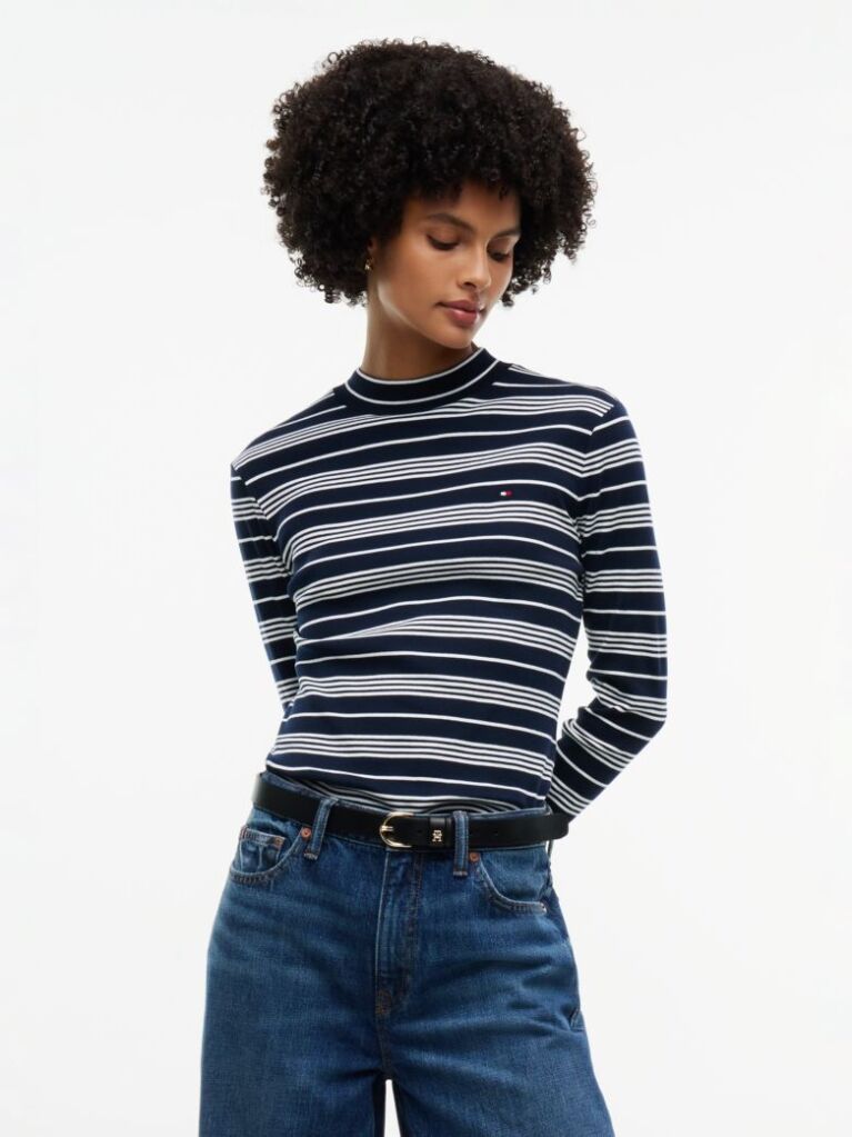 Multi Top Slim Cu Maneci Lungi Si Guler Inalt  Femei
