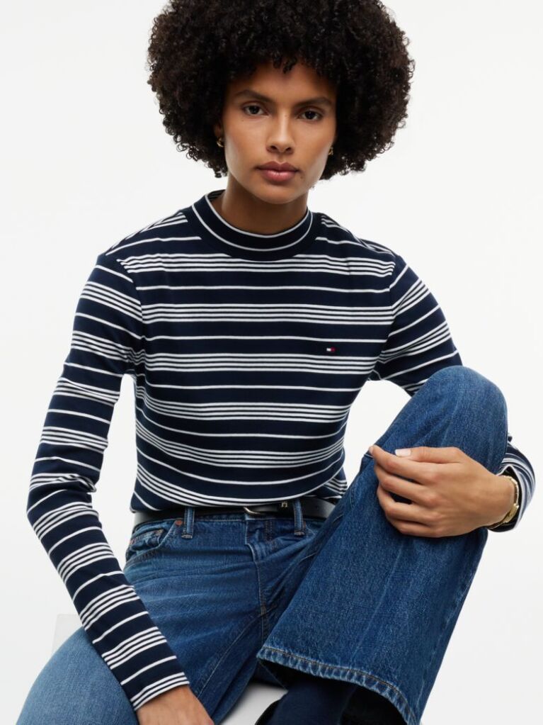 Multi Top Slim Cu Maneci Lungi Si Guler Inalt  Femei