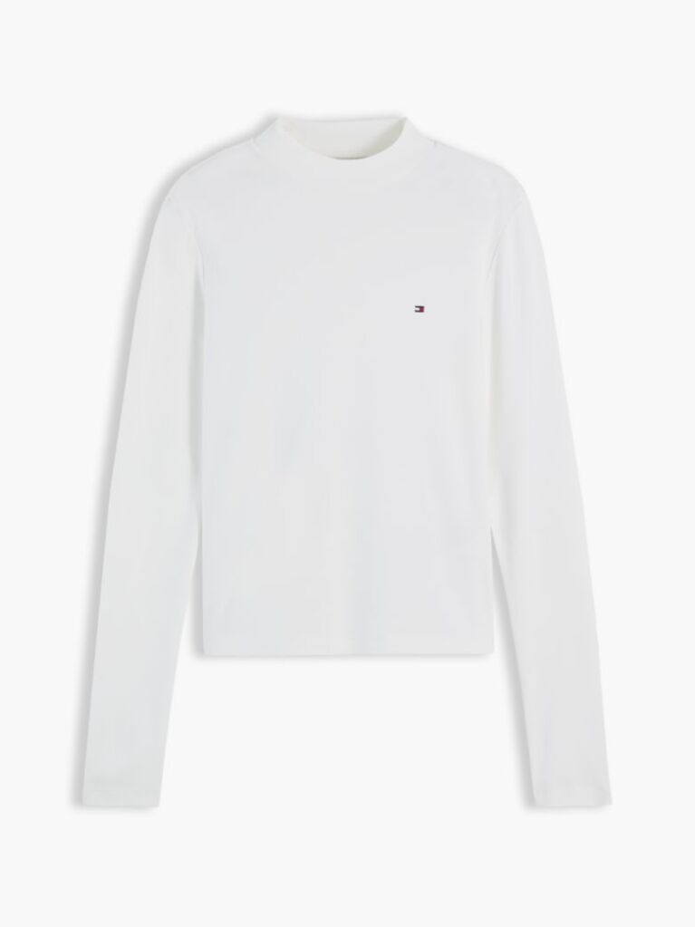 Beige Mock Neck Slim Long Sleeve Top  Women
