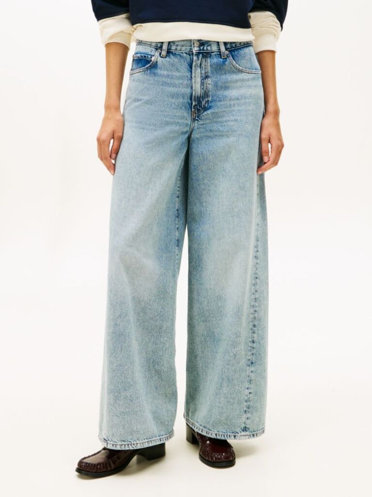 Blue Blugi Twist '70s Cu Talie Inalta Si Croiala Wide  Femei