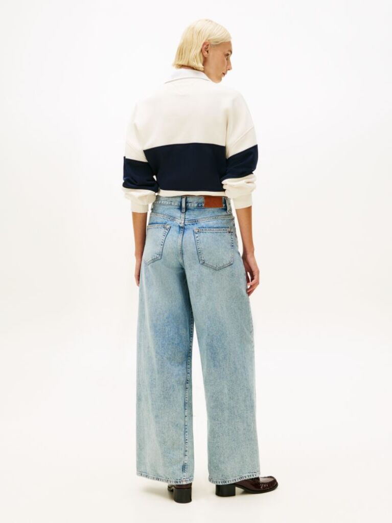 Blue Blugi Twist '70s Cu Talie Inalta Si Croiala Wide  Femei