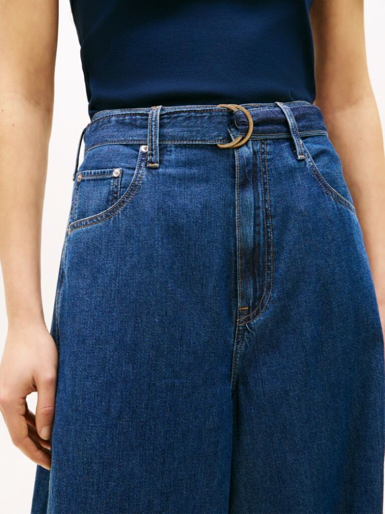 Blue Belted High Rise Balloon Leg Jeans  Women