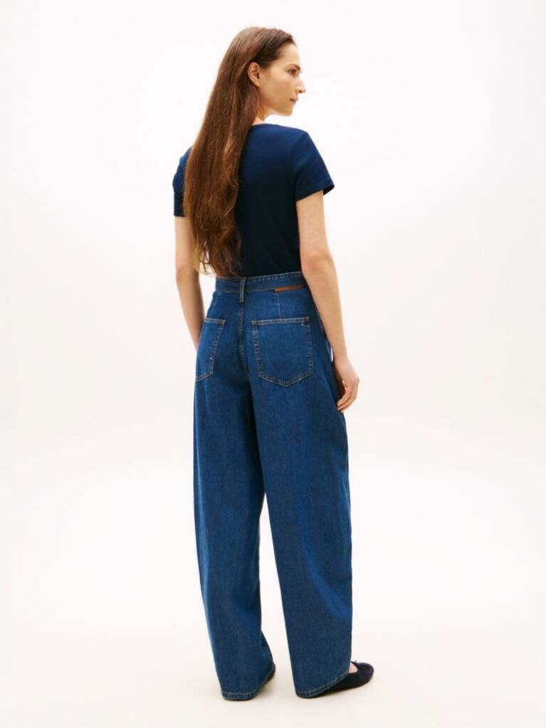 Blue Belted High Rise Balloon Leg Jeans  Women