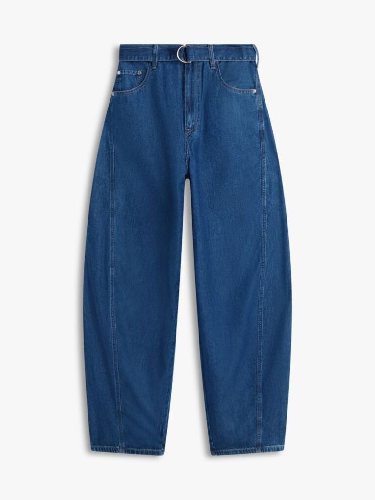 Blue Belted High Rise Balloon Leg Jeans  Women