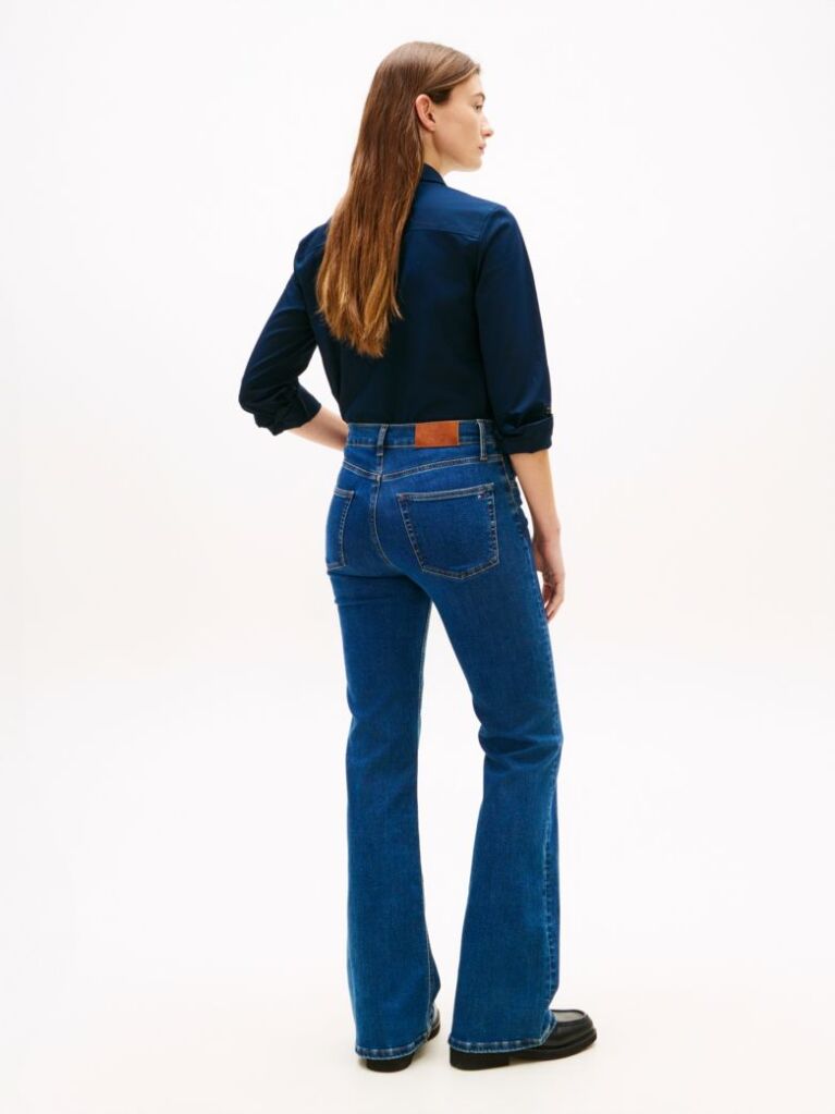 White Mid Rise Flared Leg Jeans  Women