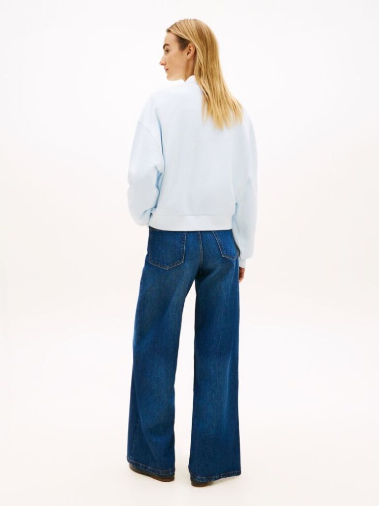 Blue Crest Embroidery Relaxed Terry Sweatshirt  Women