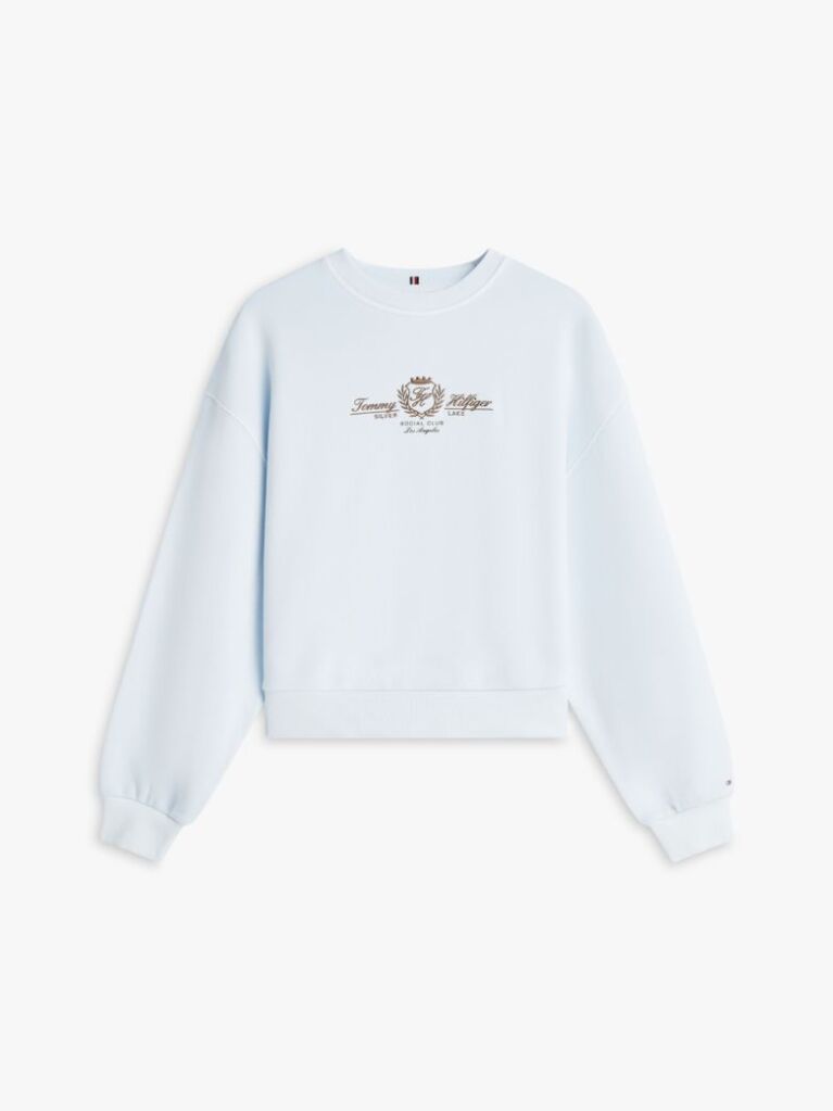 Blue Crest Embroidery Relaxed Terry Sweatshirt  Women