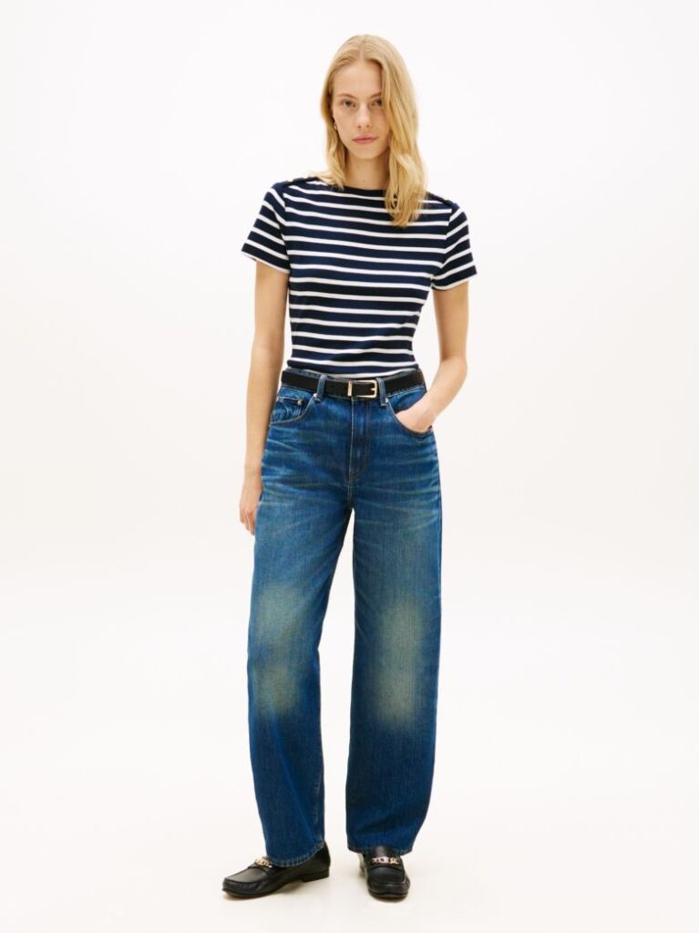 Multi Tricou Slim Cu Guler Boat Si Nasturi Aurii  Femei