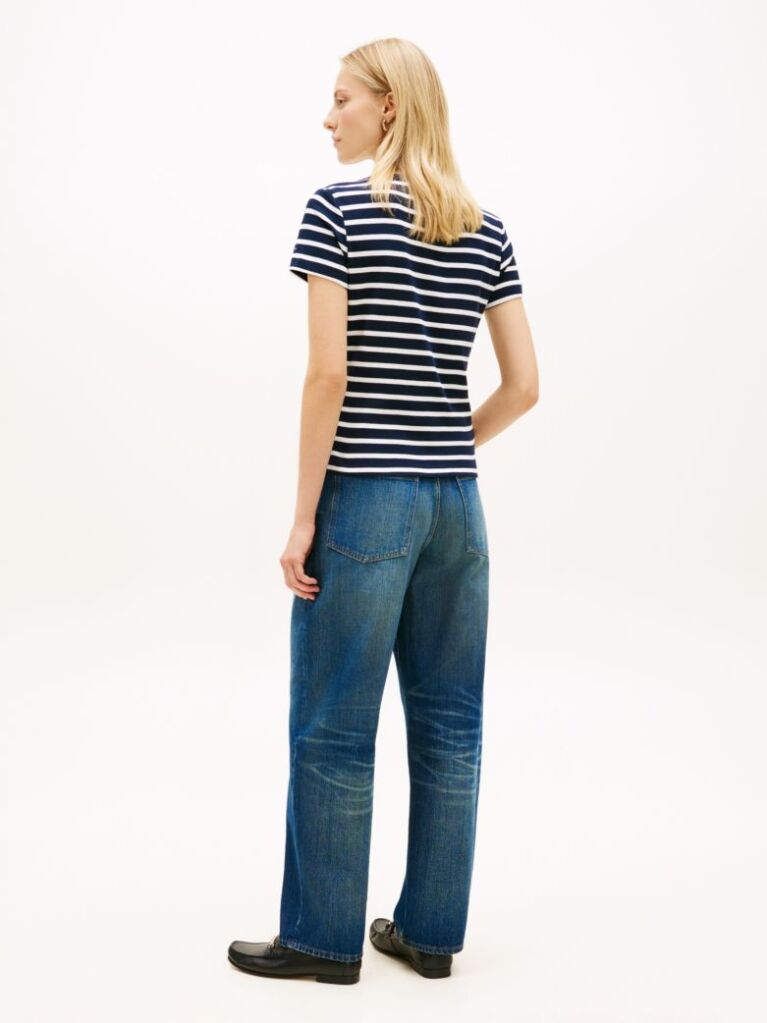 Multi Tricou Slim Cu Guler Boat Si Nasturi Aurii  Femei