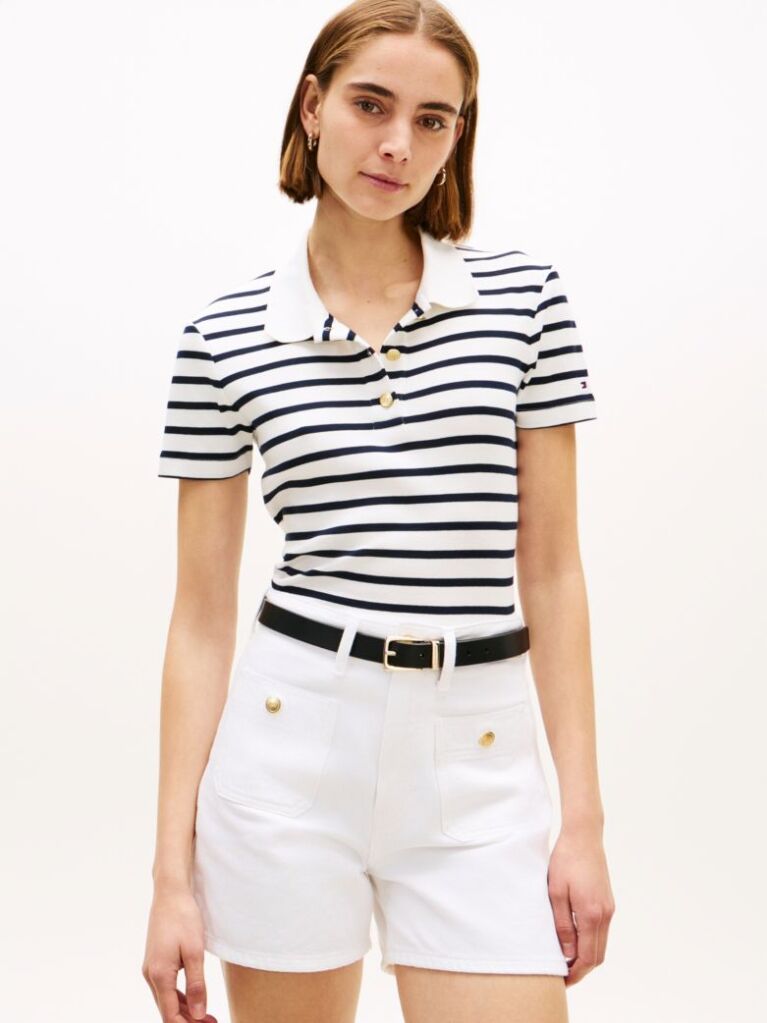 Multi Bluza Polo Slim Cu Nasturi Aurii  Femei