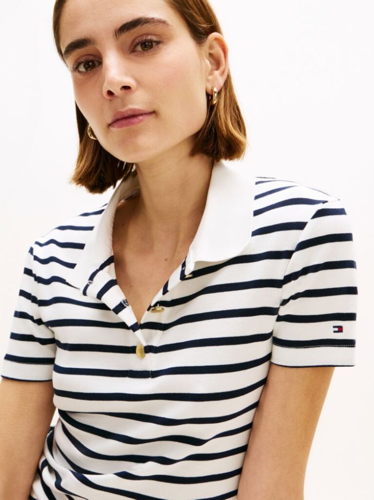 Multi Bluza Polo Slim Cu Nasturi Aurii  Femei