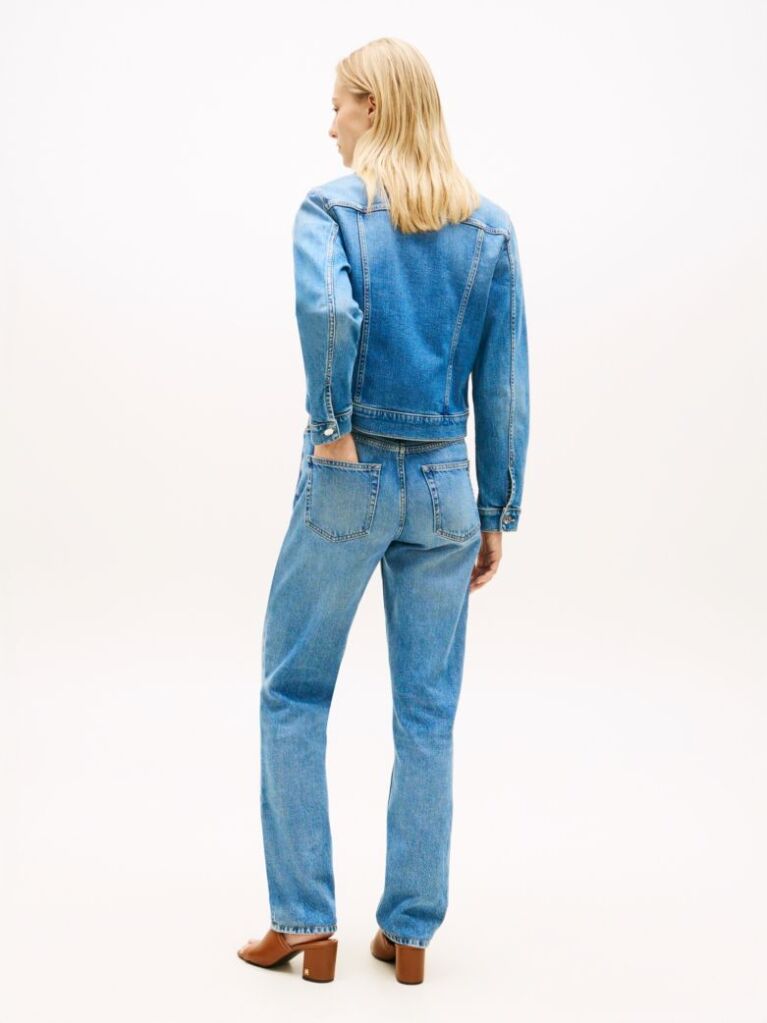 Blue Flag Embroidery Slim Denim Jacket  Women