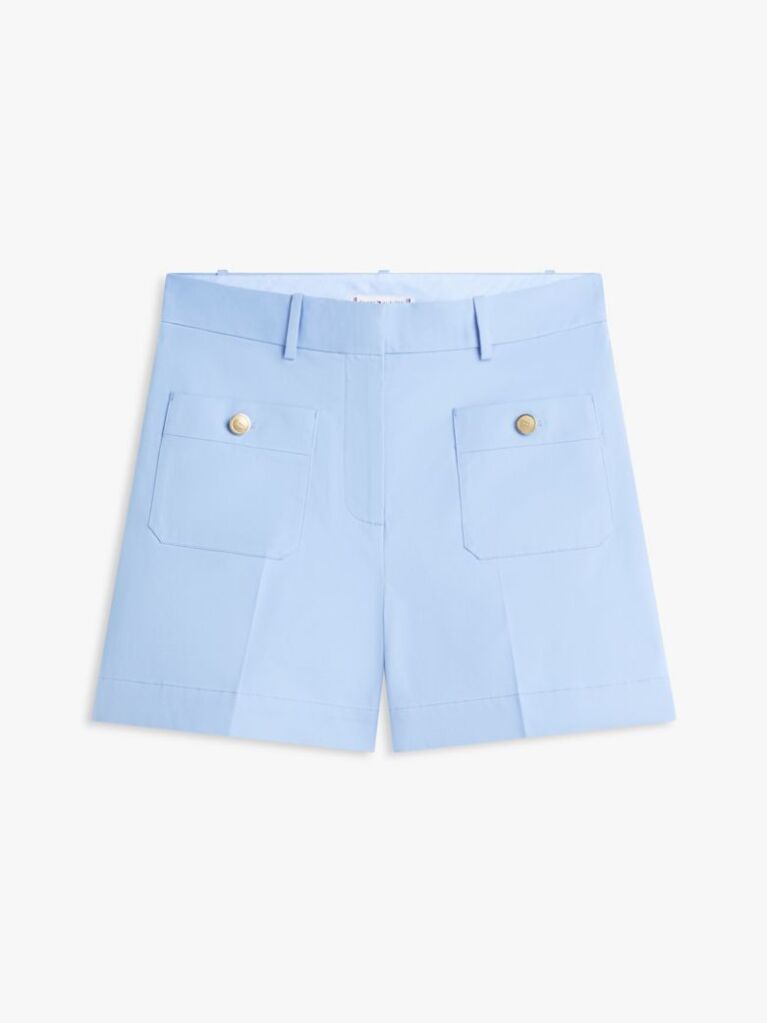 Blue Pantaloni Scurti Cu Nasturi Aurii In Relief  Femei