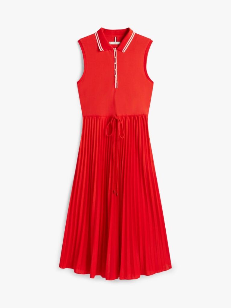 Rosu 1985 Rochie Midi Polo Fara Maneci Cu Pliuri  Femei