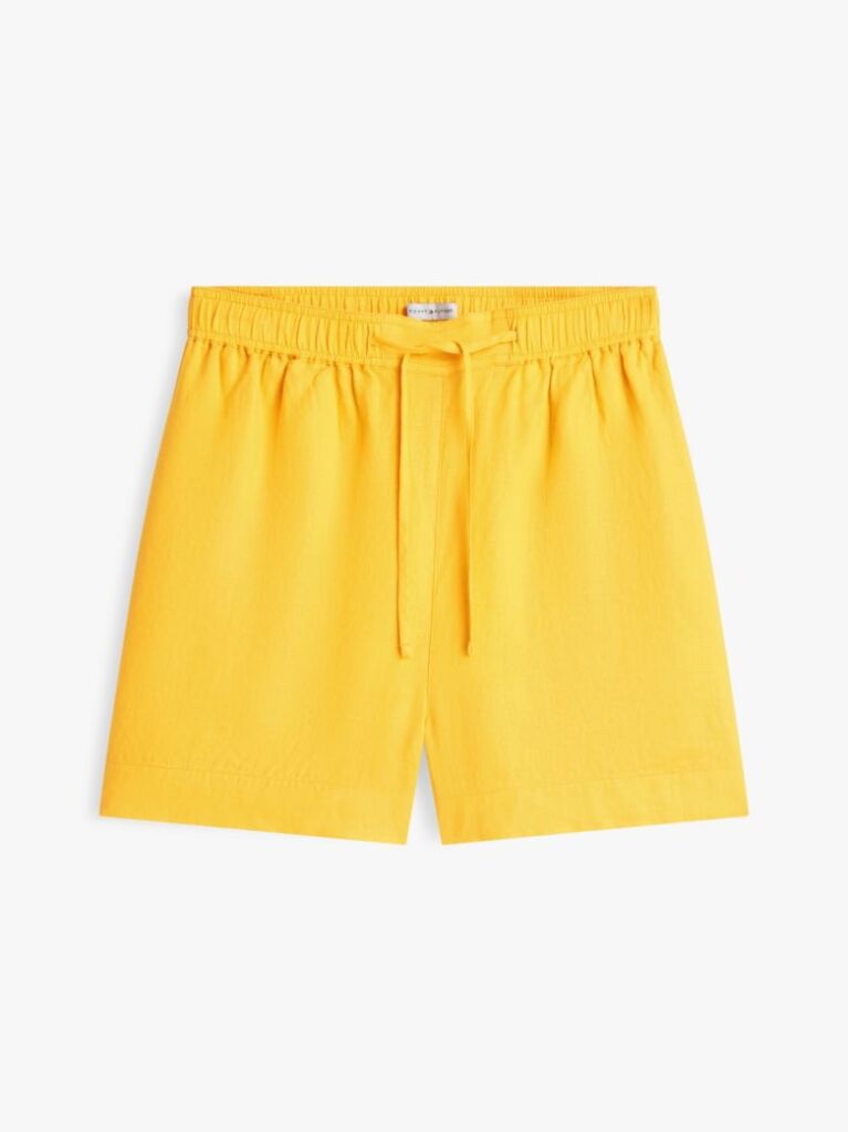Portocaliu Pantaloni Scurti Din In Pur Cu Steag Brodat  Femei