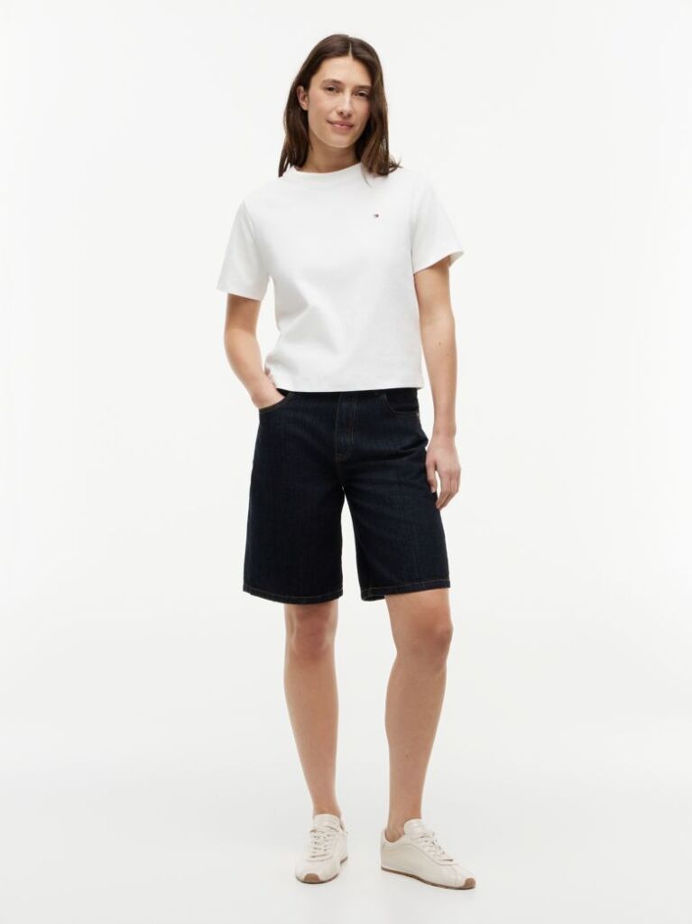 Alb Tricou Boxy Din Tricot Interlock  Femei
