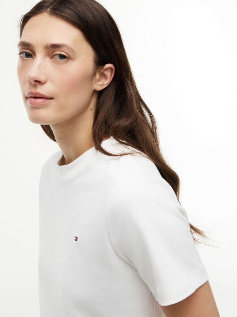 Alb Tricou Boxy Din Tricot Interlock  Femei