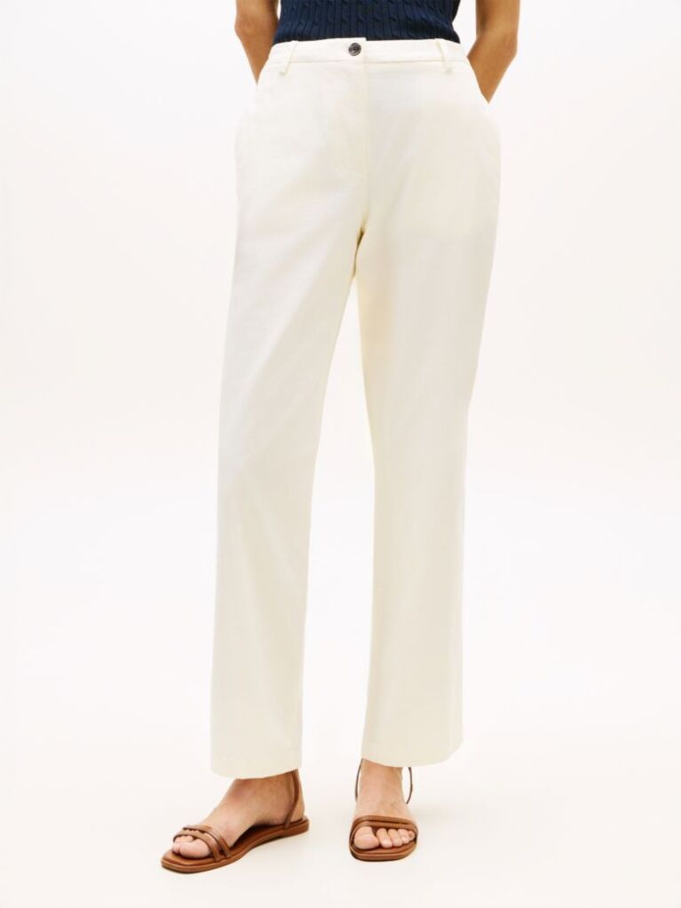 Bej Pantaloni Chino Slim Cu Croiala Dreapta  Femei
