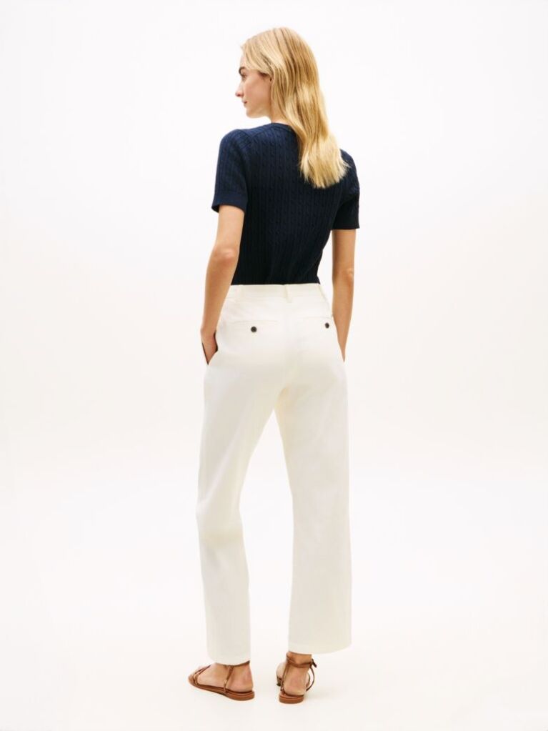 Bej Pantaloni Chino Slim Cu Croiala Dreapta  Femei