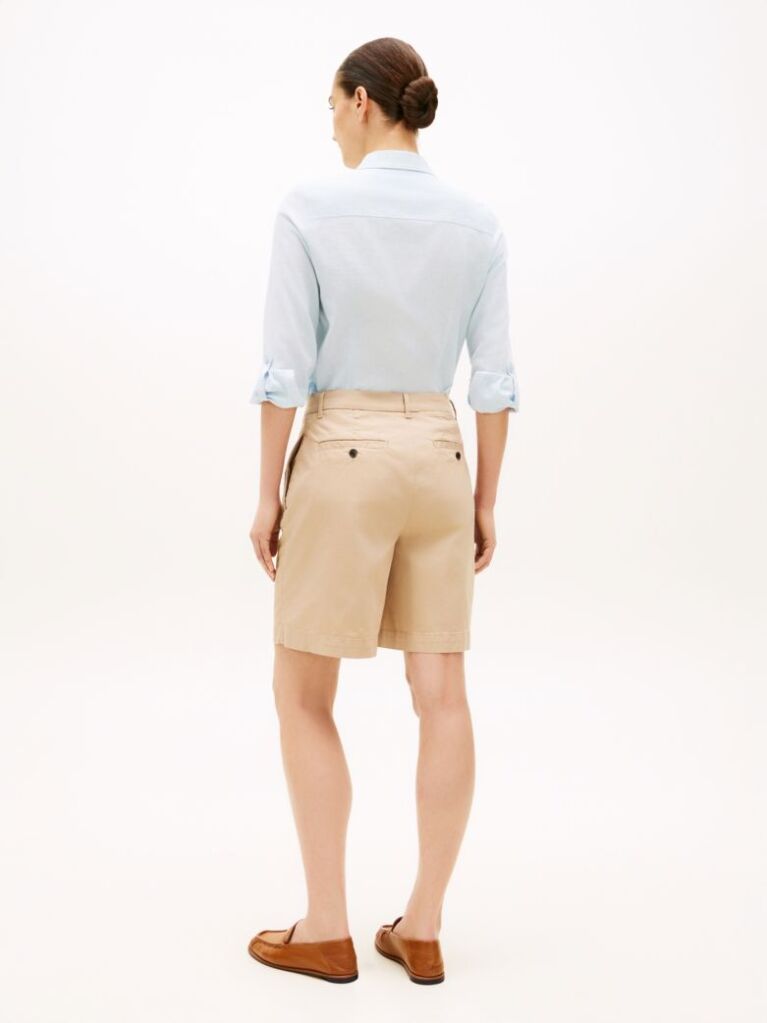 Beige Washed Regular Chino Shorts  Women