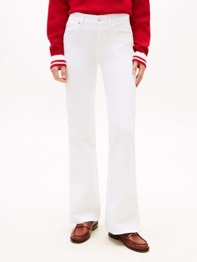 Alb Mid Rise Flared White Jeans  Femei