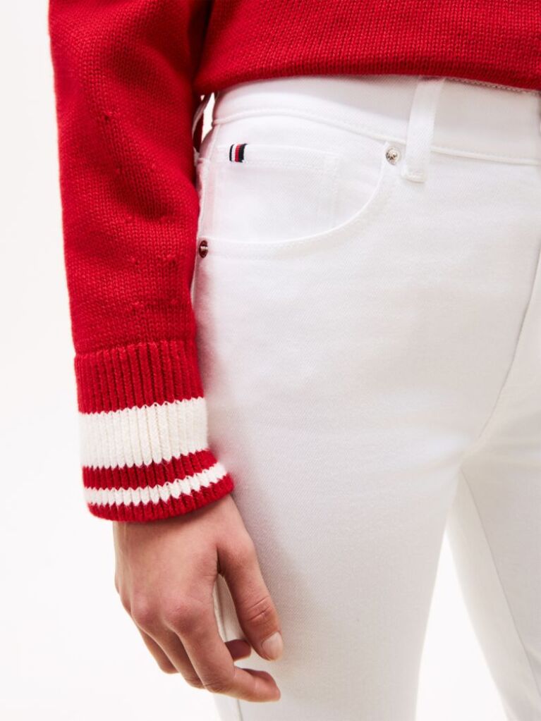 Alb Mid Rise Flared White Jeans  Femei