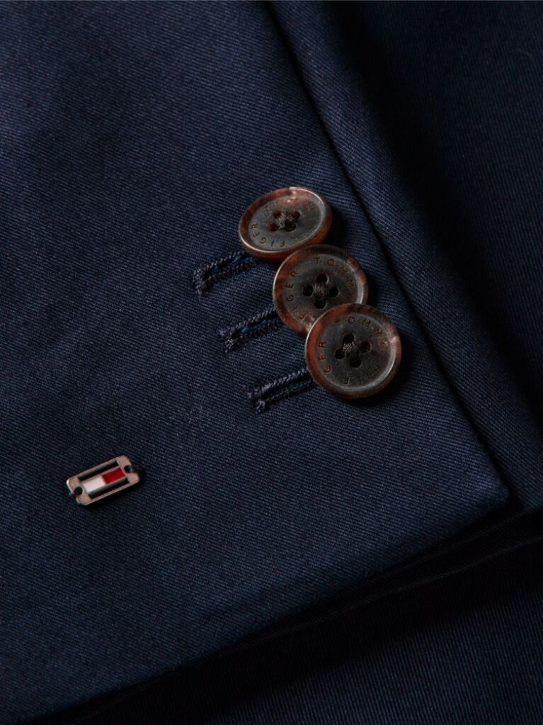 Blue Sacou Appliqué Cu Croiala Regular Si Logo  Femei