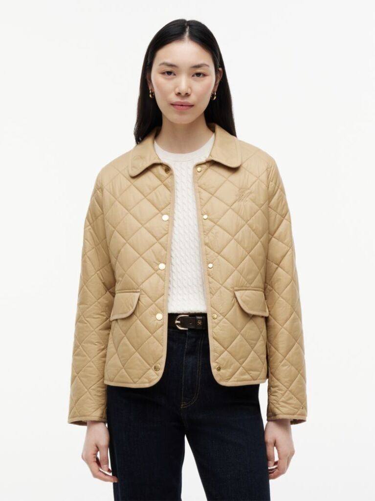 Beige Padded Slim Quilted Jacket  Women
